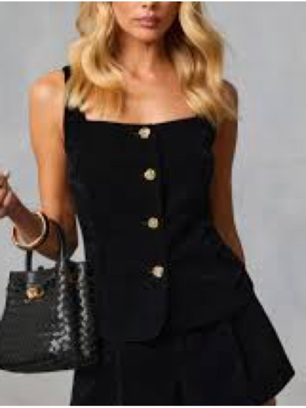 NWT ✨ Vici Black Velvet Button-Front Tank with Gold Buttons- medium